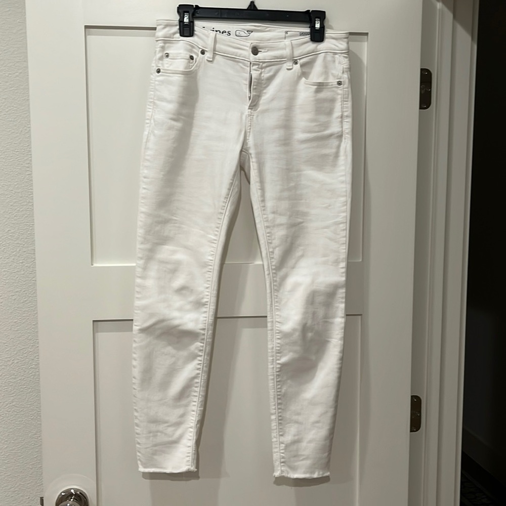 Vineyard Vines skinny ankle jeans.